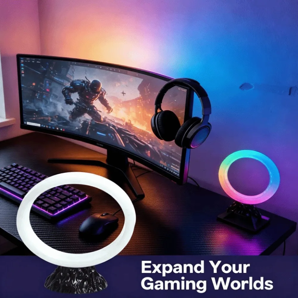 RGB Color Changing RGB Smart Table Lamp USB Plug Energy Efficient LED Night Light Modern Circular Design Desk Lamp Home Decor