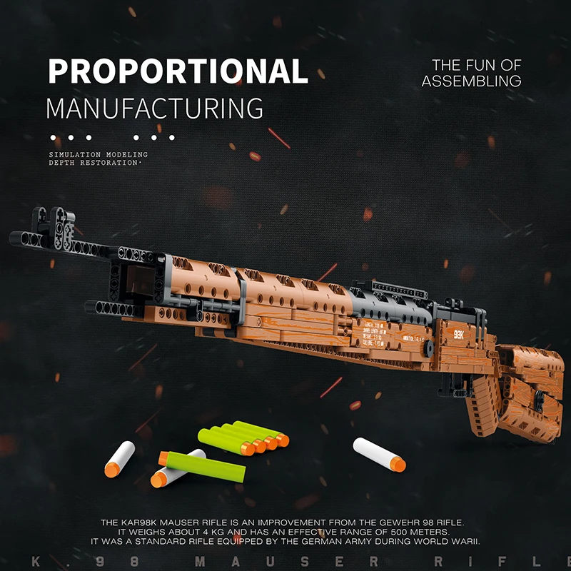 1028 قطعة Kar98K بنة نموذج يمكن إطلاق النار بندقية قناص ثقيلة تجميع الطوب WW2 الأسلحة سلسلة ألعاب تعليمية للأطفال