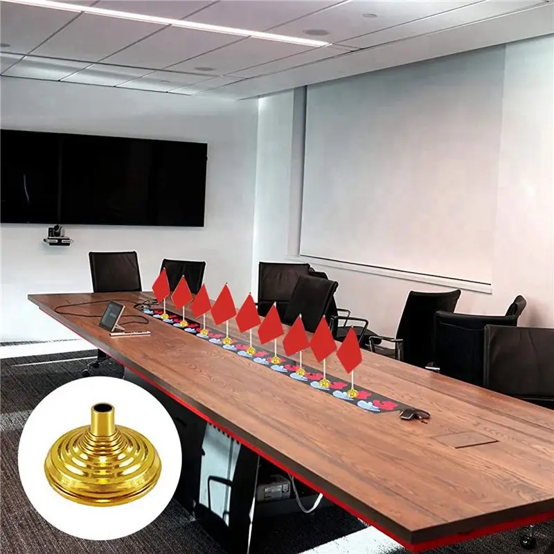 SEWS-75Pcs Gold Mini Hand Held Flag Stand Base Table Flag Base Bar Restaurant Party Conferences Desktop Display Decoration