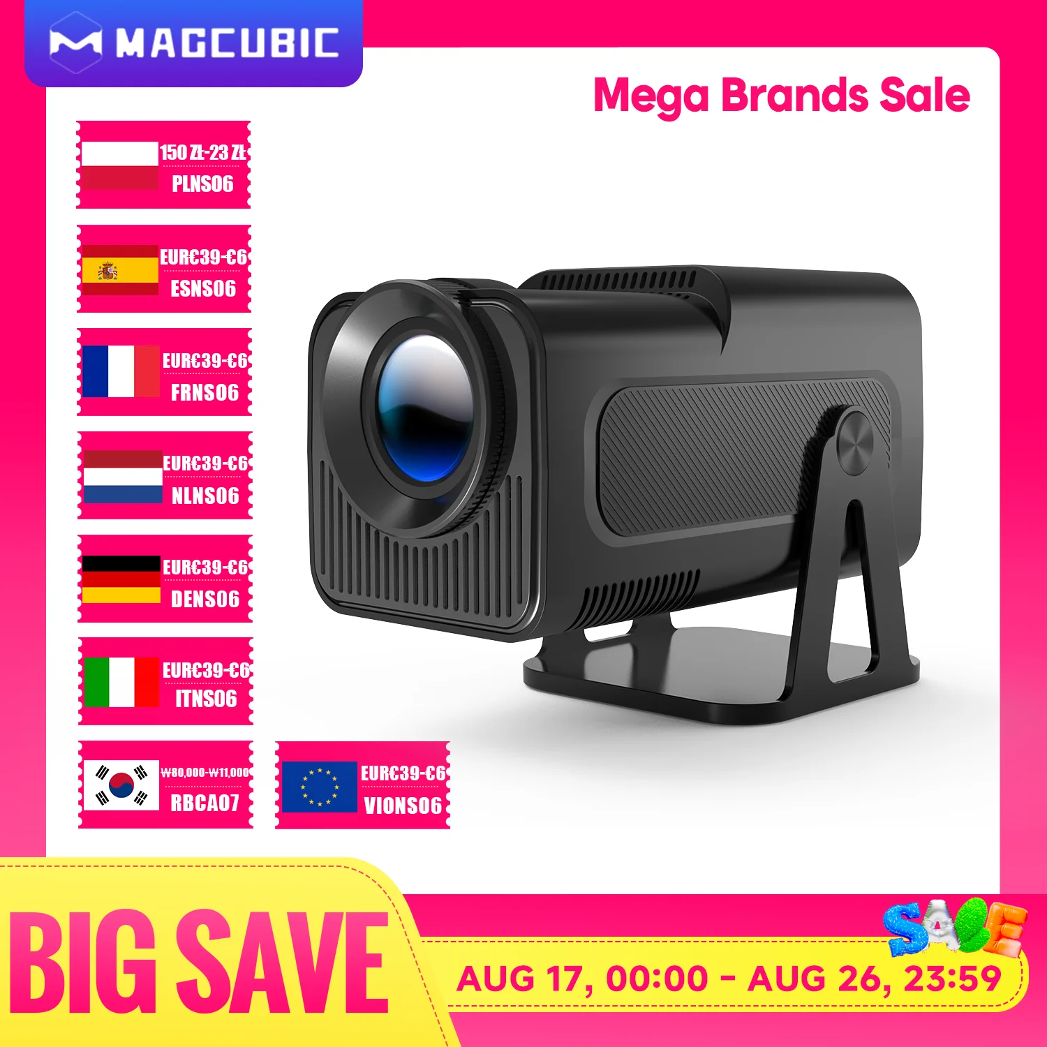 Magcubic HY320 NTV Netflix Offiziell lizenzierter Android 13-Projektor mit 1080P 500ANSI Prime Video YouTube WIFi BT5.2 Portable