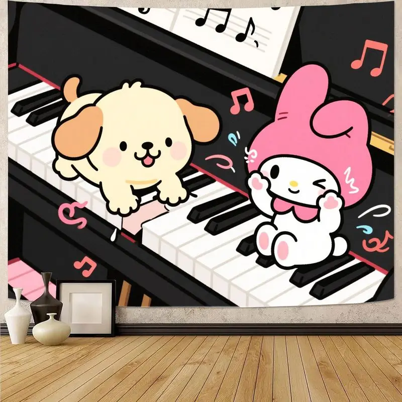 

1 шт. Sanrio My Melody Pompompurin музыкальное пианино гобелен Kawaii настенное искусство эстетический декор комнаты подарок для девочки