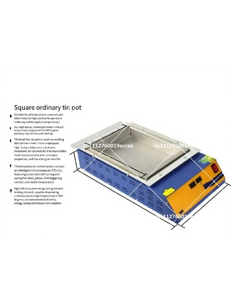 Lead-Free Double Digital Solder Pot 280*200*45mm 21.2KG 2000W Soldering Desoldering Bath