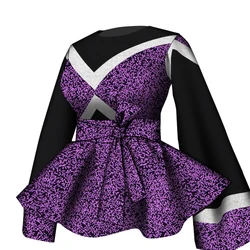Fashion African Shirt Dresses for Women Dashiki Blouse Ankara Wax Print Shiny Tops Long Sleeve Shirt Women African Clothes WY819