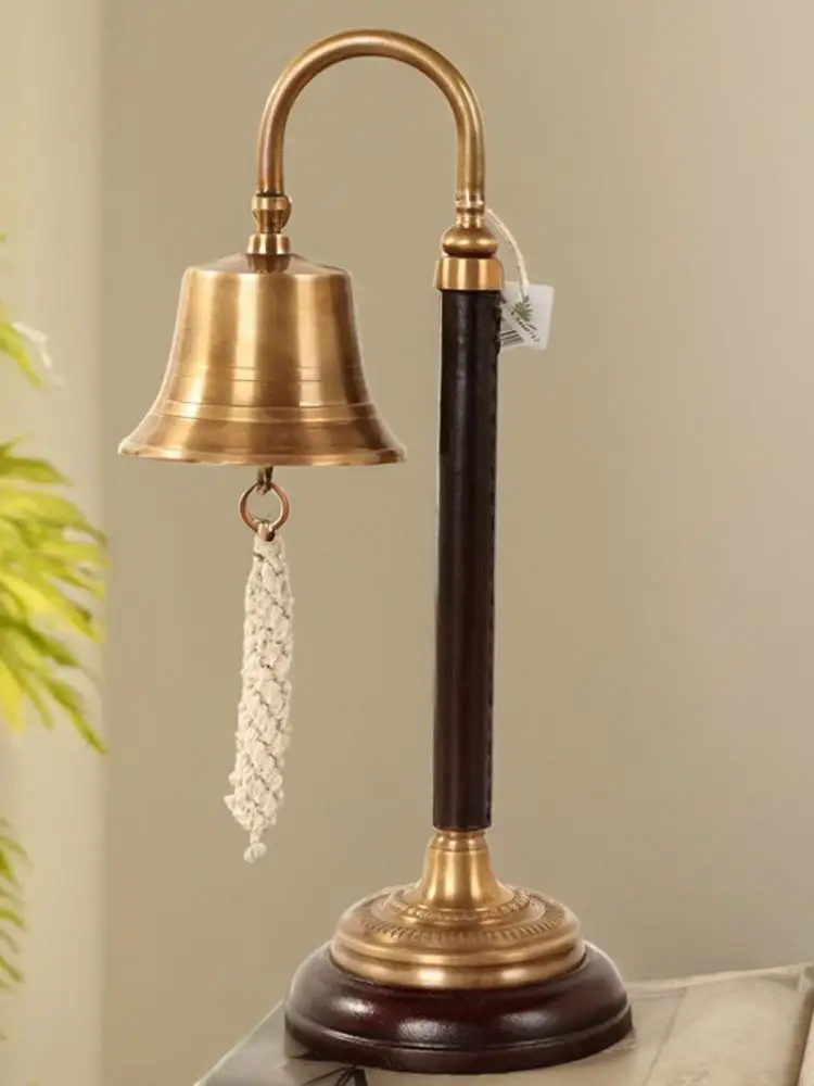 India imported American retro nostalgic brass desktop hemp rope hand ring loud bell luxury copper bell decorative ornament