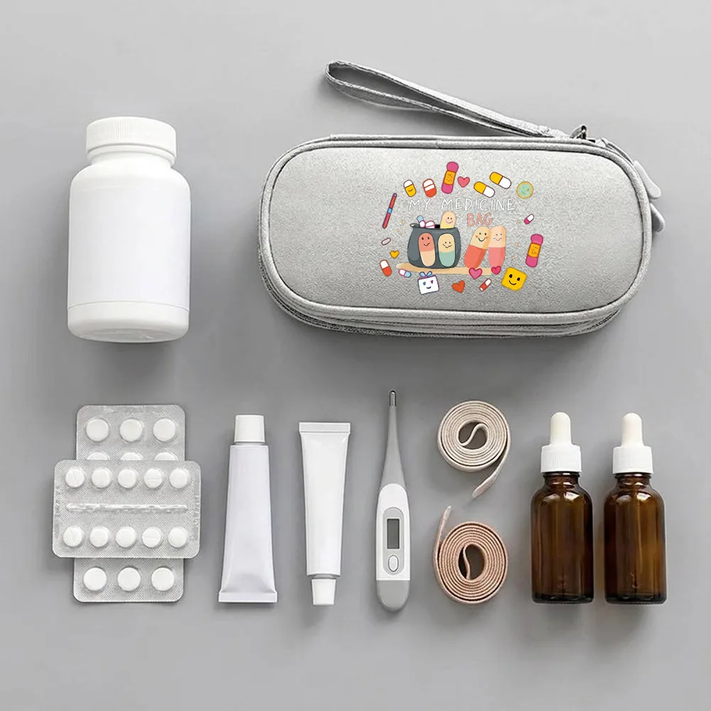 Popular Double Compartment Medicine Storage Pouch Cross Border Essential Portable Pill Case Multi Grid First Aid Bag Wear Resist