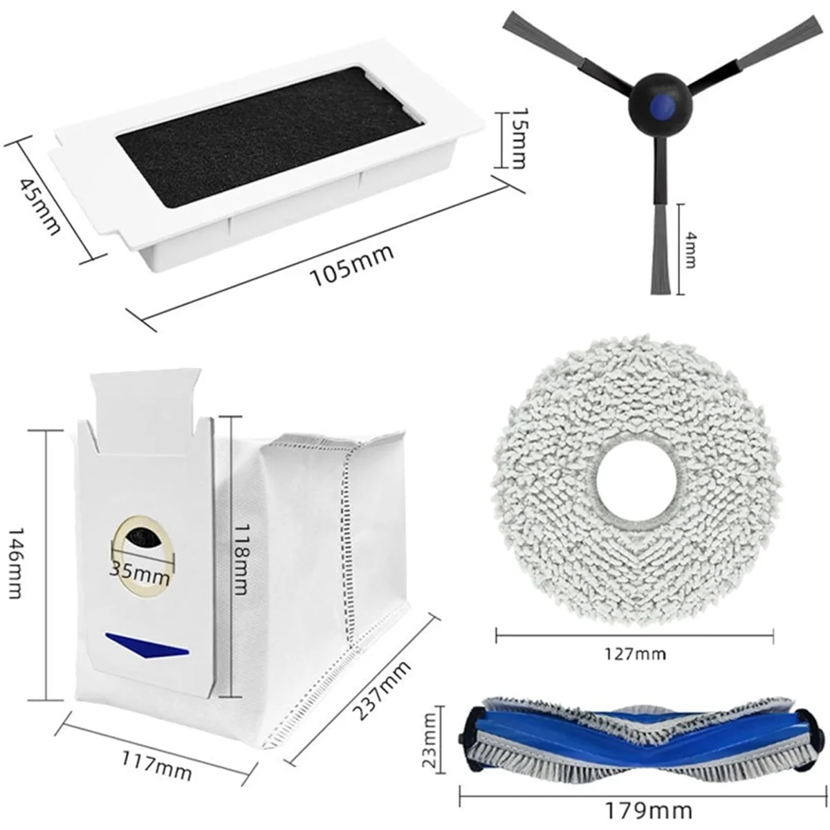 Peças de reposição para aspirador, Escova Lateral Principal, Filtro HEPA, Mop Cloth, Ecovacs Deebot T30 Pro OMNI T30 Max T30 DDX14