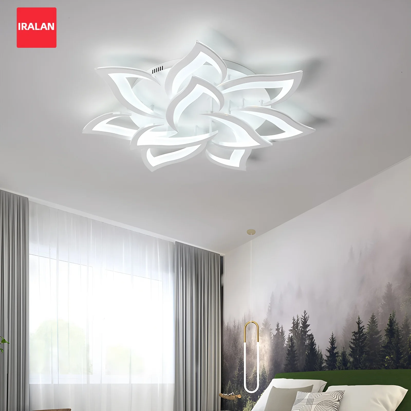 

LED Petal Ceiling Chandelier Smart Lamp Bedroom Living Room Decoration Northern Europe Ceiling Light Fixture with Remote Control