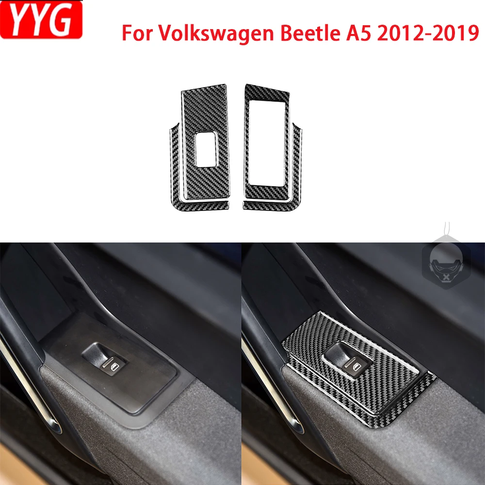 

For Volkswagen Beetle A5 2012-2019 Carbon Fiber Window Lift Switch Panel Cover Car Interior Decoration Accessories Sticker