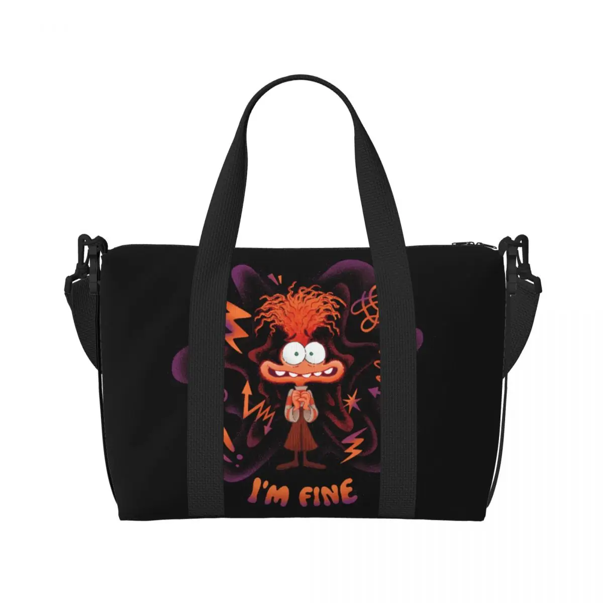 Custom Inside Out Anxiety Fine Beach Tote Bag Women Large Compartment Gym Beach Travel Bags