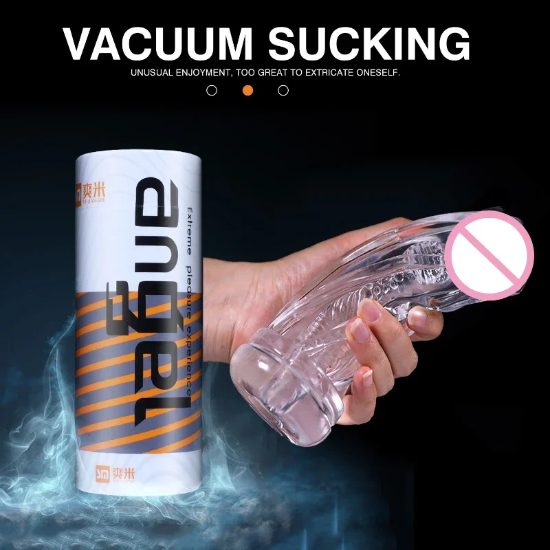 Soft Clear Pocket Pussy Penis Sleeve Crystal Vacuum Male Masturbators Pleasent Aircraft Cup Masturbation Device Adult Sex Toys