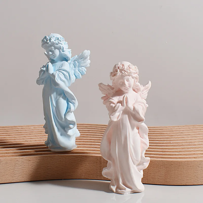 3D Gebet Engel Silikon Formen Duftkerze Gips Form Flügel Mädchen Epoxidharz Gips Form Form Europäische Skulptur Handwerk