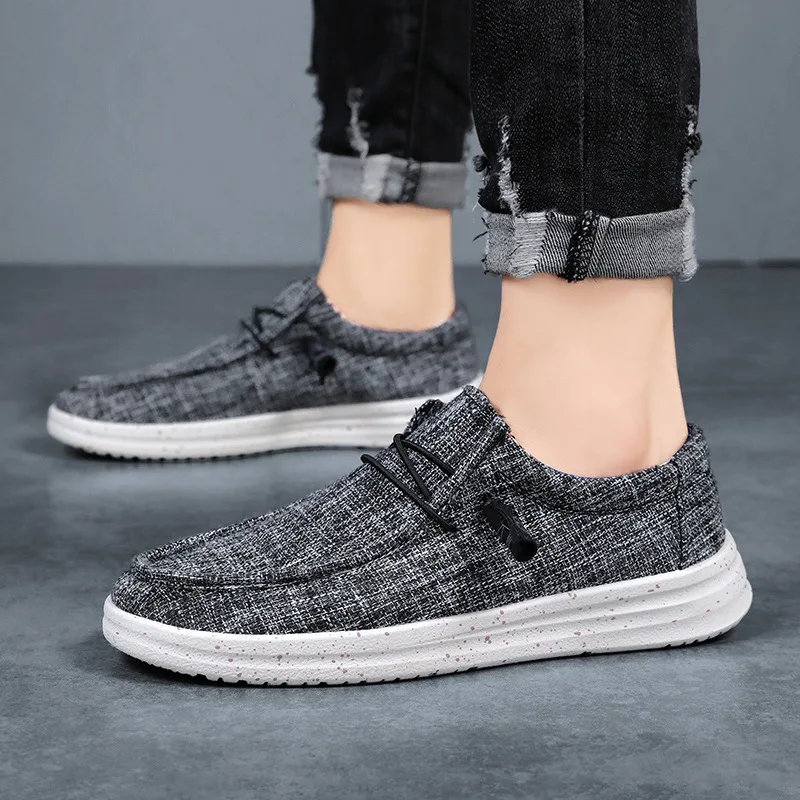 

Men's Low-top Casual Shoes Breathable Lightweight Comfortable Flat Shoes Beige Wide Head Slip-on Walking Shoes zapatos de hombre