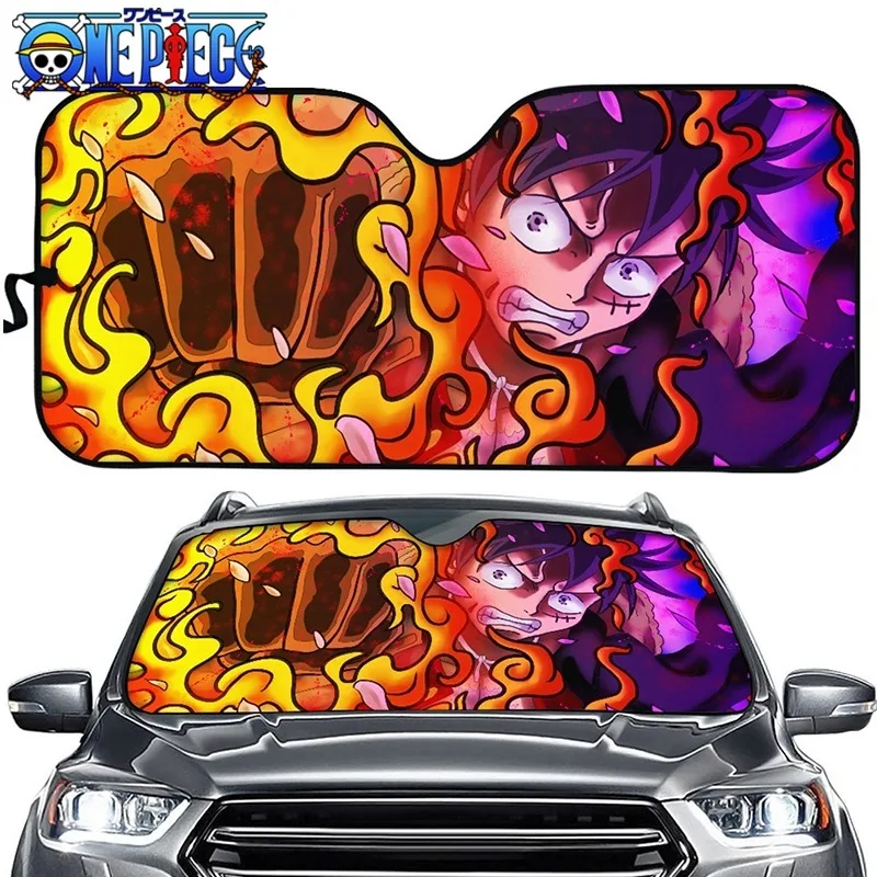 One Piece Anime Luffy Car Windshield Sunshades Exterior Accessories Creative Zoro Summer Car Sunshade Cartoon Decorations Gifts