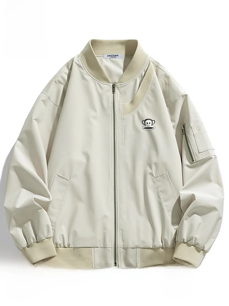 

PaulFrank Flng Monkey Baseball Collar Jaet Men's Autumn Faion Brand American Couple Sle Polyester Long Sve Zipper