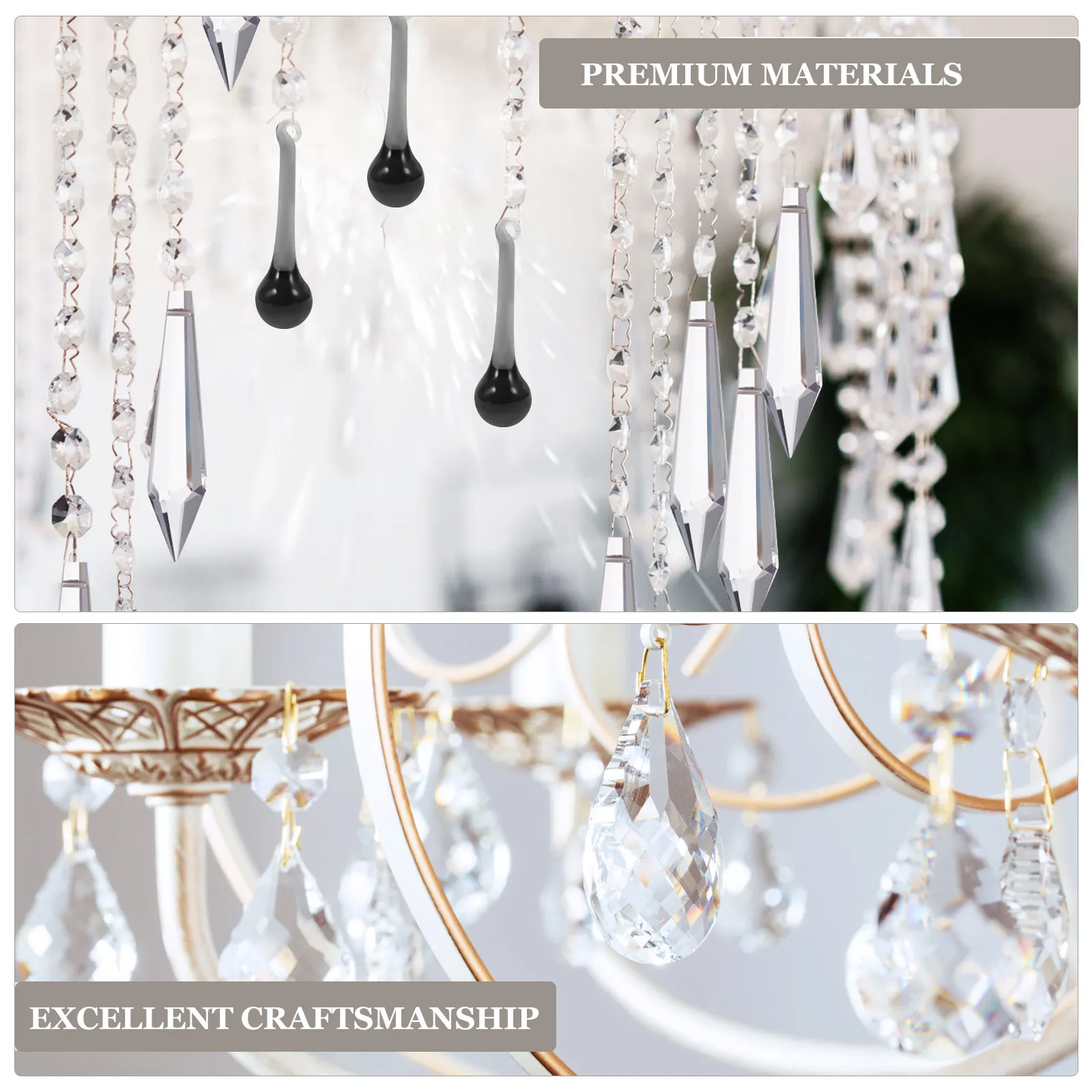 10Pcs Smooth Sparkling Crystal Pendant Ornaments for Chandelier Lamp Jewelry Making Garden Christmas Tree Hanging Light
