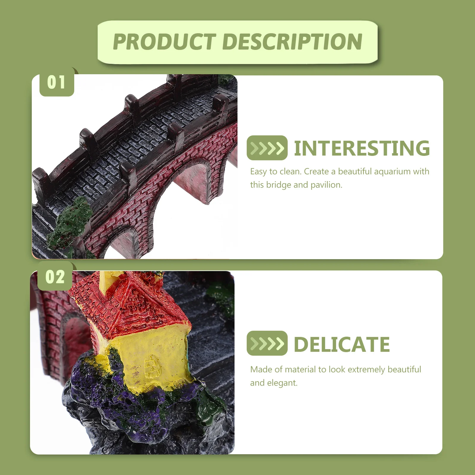 

Large Fish Tank Bridge Pavilion Resin Craft Aquarium Decor Artificial Landscape Unique Stylish Aquarium Ornament