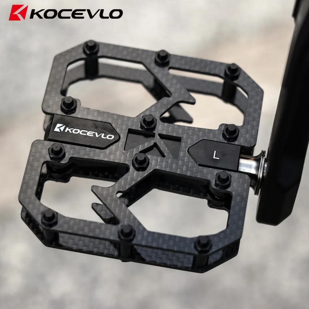 Neue Fahrradpedale, Kohlefaser-Pedal, 3-Lager, ultraleicht, MTB, Rennrad, Titan, rutschfest, Schnellspanner, Universalgewinde – Detail 3