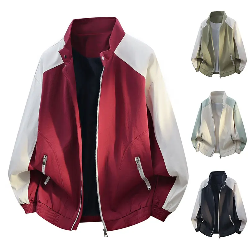 Unisex Sport Jacket Men Outdoor Patchwork Breathable Running Cycling Coat Autumn Spring Women Zipper Pocket Travel Casual Jacket