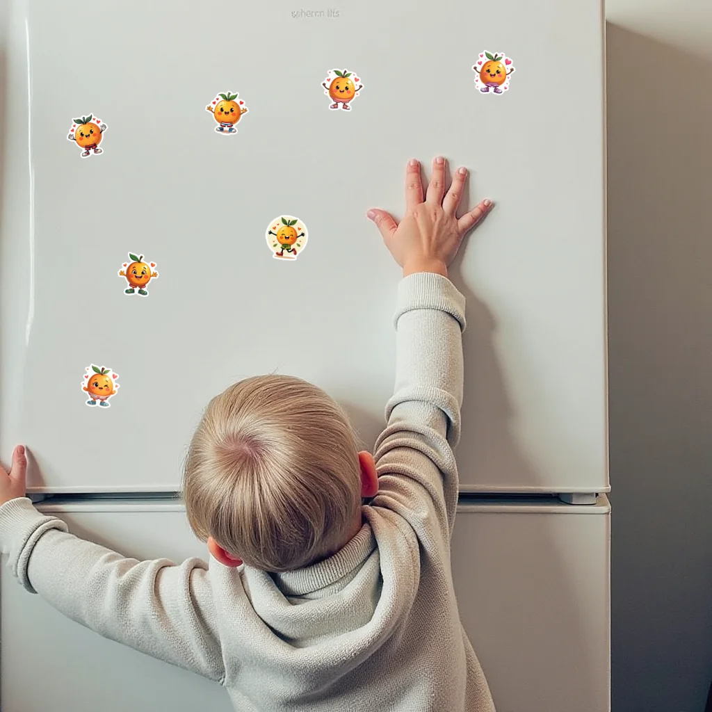 35pcs-100pcs Decals Vibrant Orange Stickers Decals Cartoon Adhesive Label Character Stickers For Fridge Toys Laptop