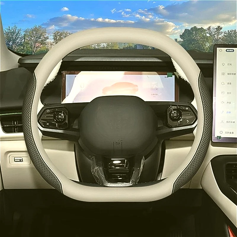 Leather Car Steering Wheel Cover for New Kia Telluride XCeed Seltos Niro K4 EV5 EV4 EV3 EV2 2027 Auto Accessories Parts