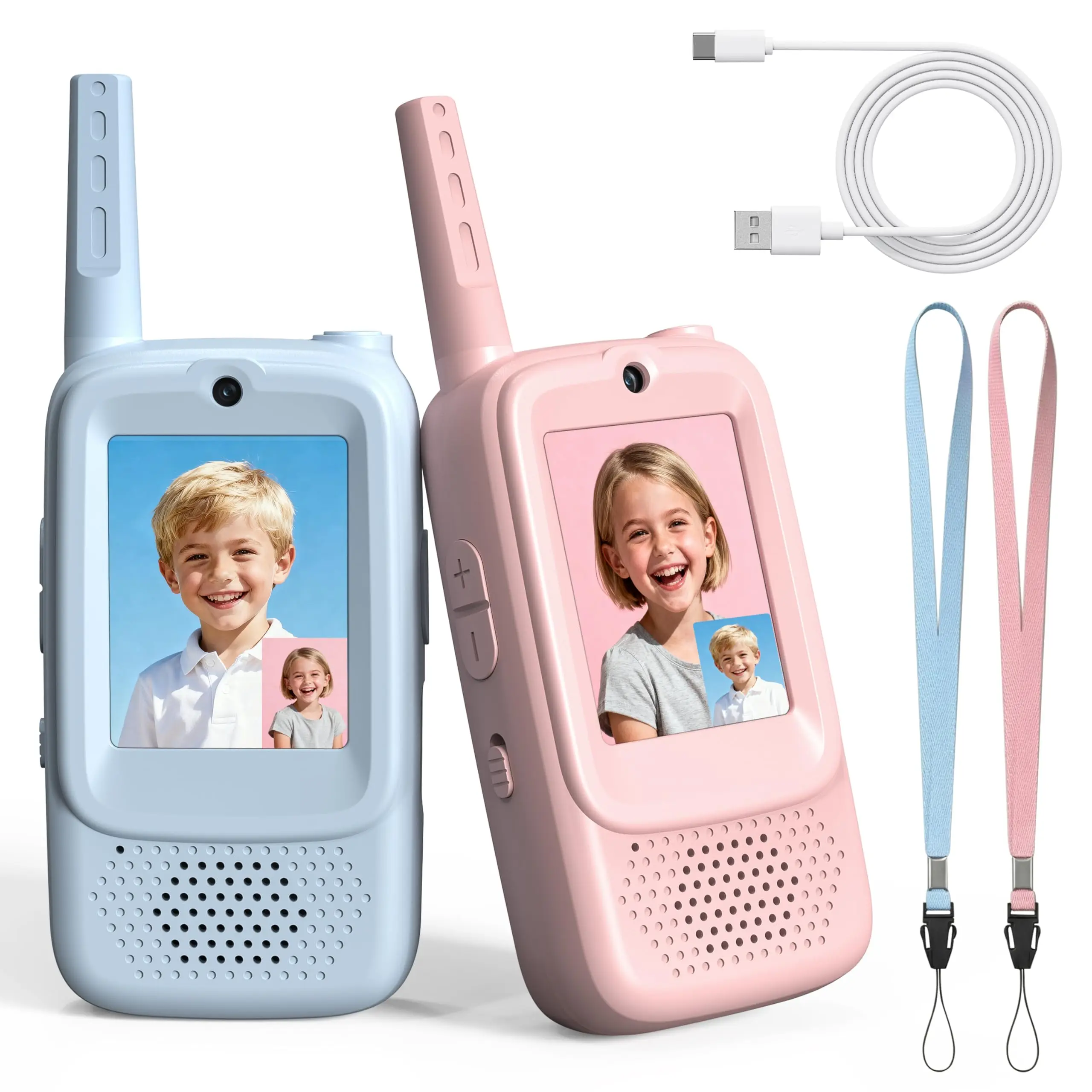 أجهزة اتصال لاسلكية فيديو قابلة لإعادة الشحن بنقرة واحدة اتصال داخلي داخلي ألعاب خارجية تخييم سفر هدايا عيد ميلاد للأطفال من سن 3 إلى 12 عامًا #2