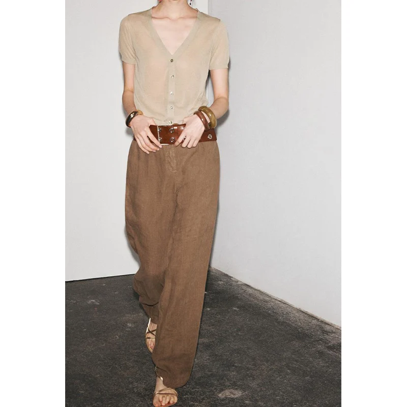 

Новый летний женский повседневный вязаный топ ort Sve V-Ne, удобный топ на пуговицах, тонкий трикотаж, простой Sli 2893064