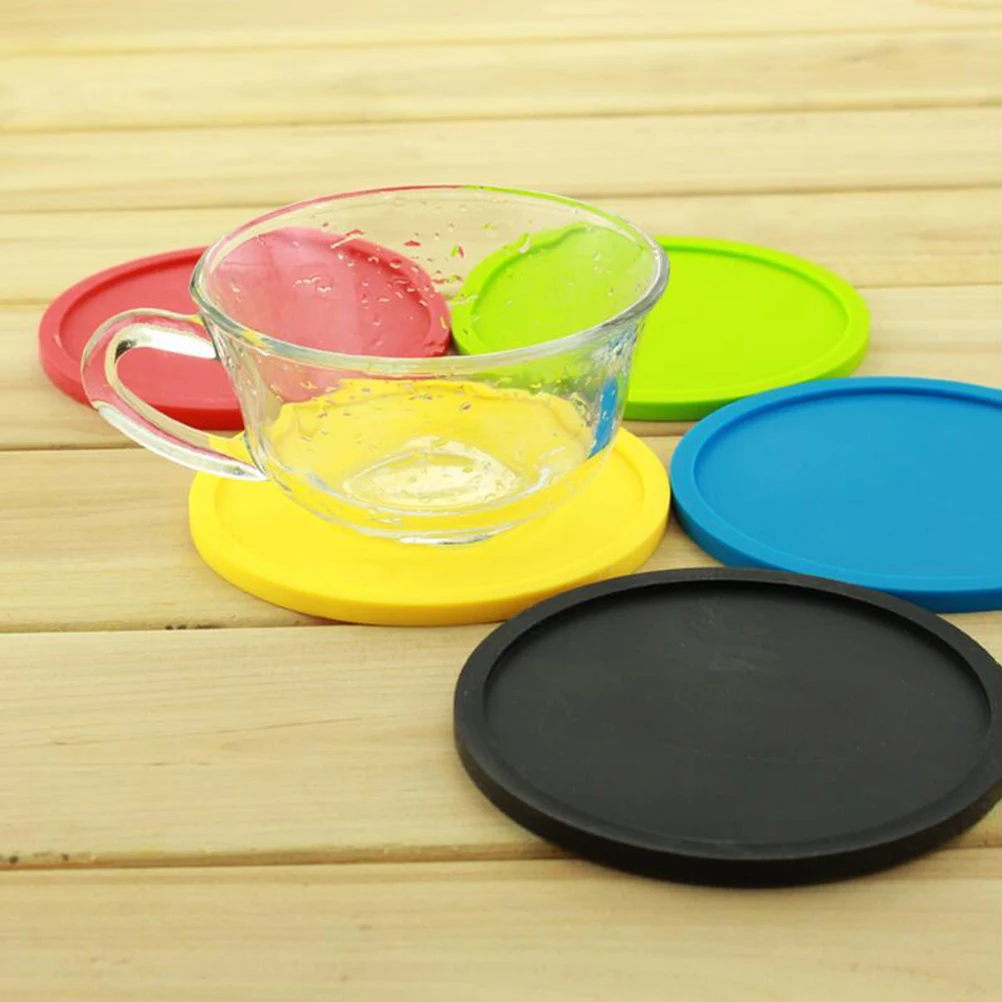 

8 Pcs Cup Silicone Coaster Mat Drink Coasters Mug Set for Drinks Yellow Table Placemat