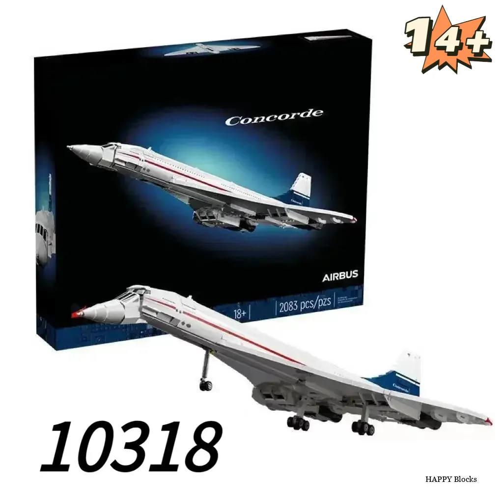 2083 pièces jouet chaud Airbus Concorde 10318 bloc de construction avion de ligne supersonique navette spatiale modèle éducatif anniversaire cadeau de noël