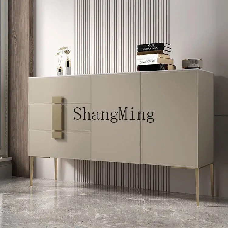 

CL Modern Minimalist Sideboard Cabinet Light Luxury Entryway Integrated Living Dining Room Solid Wood Rock Slab Entryway Cabinet