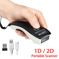 Barcode Scanner Bluetooth 1D 2D QR Code Scanner Cordless 2.4GHz Portable Wireless Barcode Reader with Screen