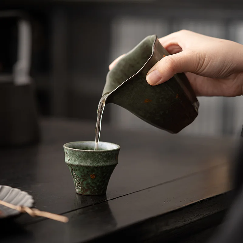 Empty Zhai Old Rock Clay Flower Language Pitcher Gong Dao Bei Retro Tea Ceremony Utensils Japanese Style Kung Fu Set