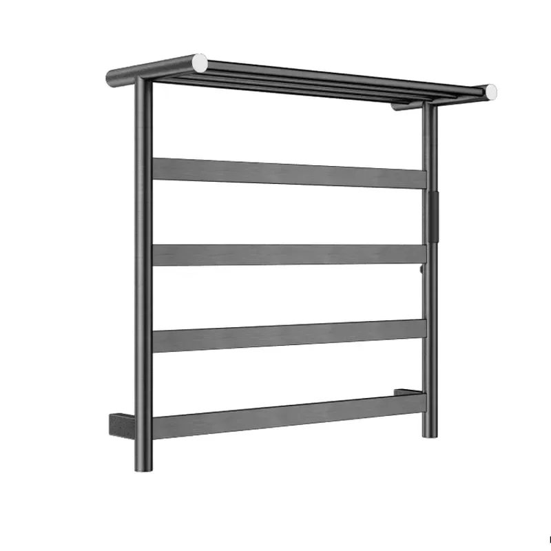 Electric Heated Towel Rack 304 Stainless Steel Wall Mounted Bathroom Warmer Modern Hotel Design Gun Grey Metal Rail Dryer