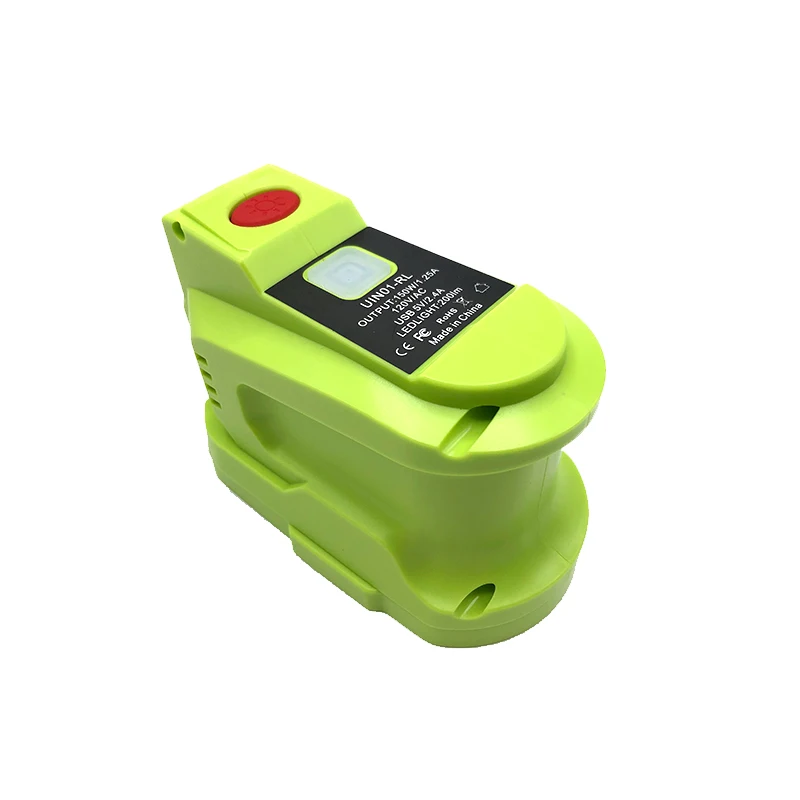 Ryobi Bateria 18V, Inversor de Potência Portátil 150W, Adaptador de Alimentação 110-120V com Tomada AC, ABS e PC