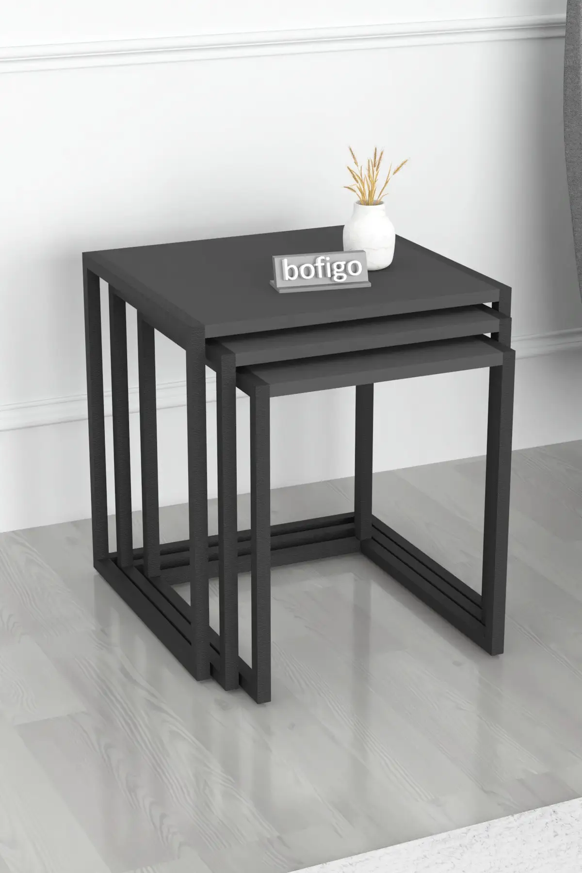 

DOLBOVI 3'lü Metal Zigon Coffee Table Zigon Coffee Table Medium Coffee Table Side Table Anthracite Coffee Table