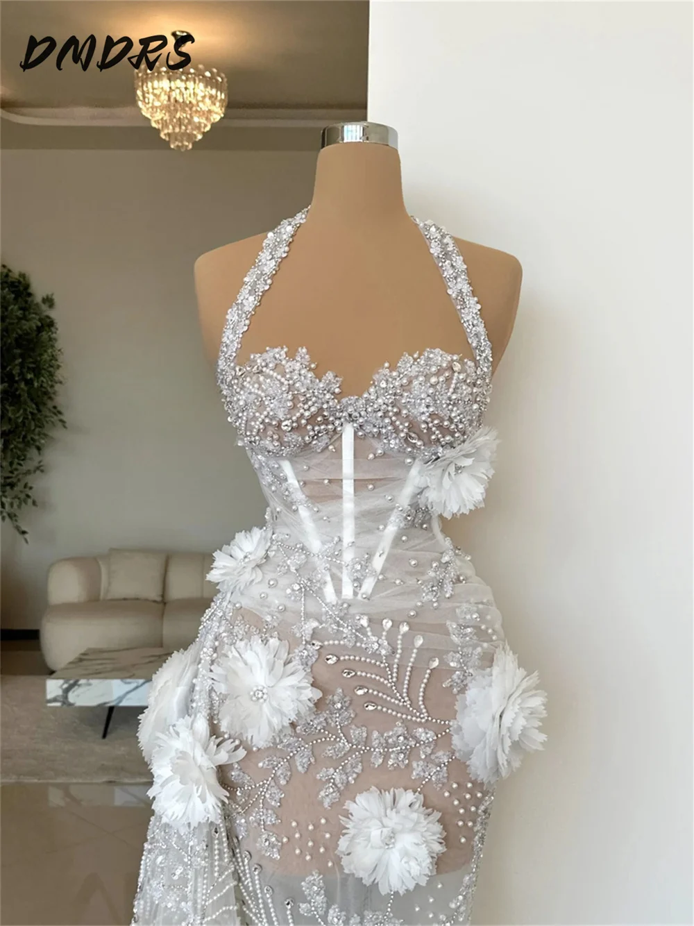 Robe de Mariée Luxueuse à Fleurs 3D, avec Perles Brillantes, pour Patients, Formelle, Solennelle, Longueur au Sol, pour Robe Personnalisée, 2025