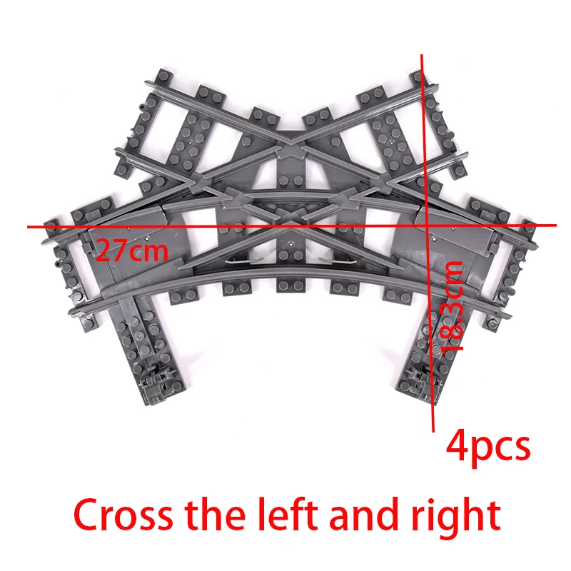 MOC City Train Rail Crossing Flexible Tracks Forked Straight Curved Rails Switch Building Block Bricks Creative DIY Toys