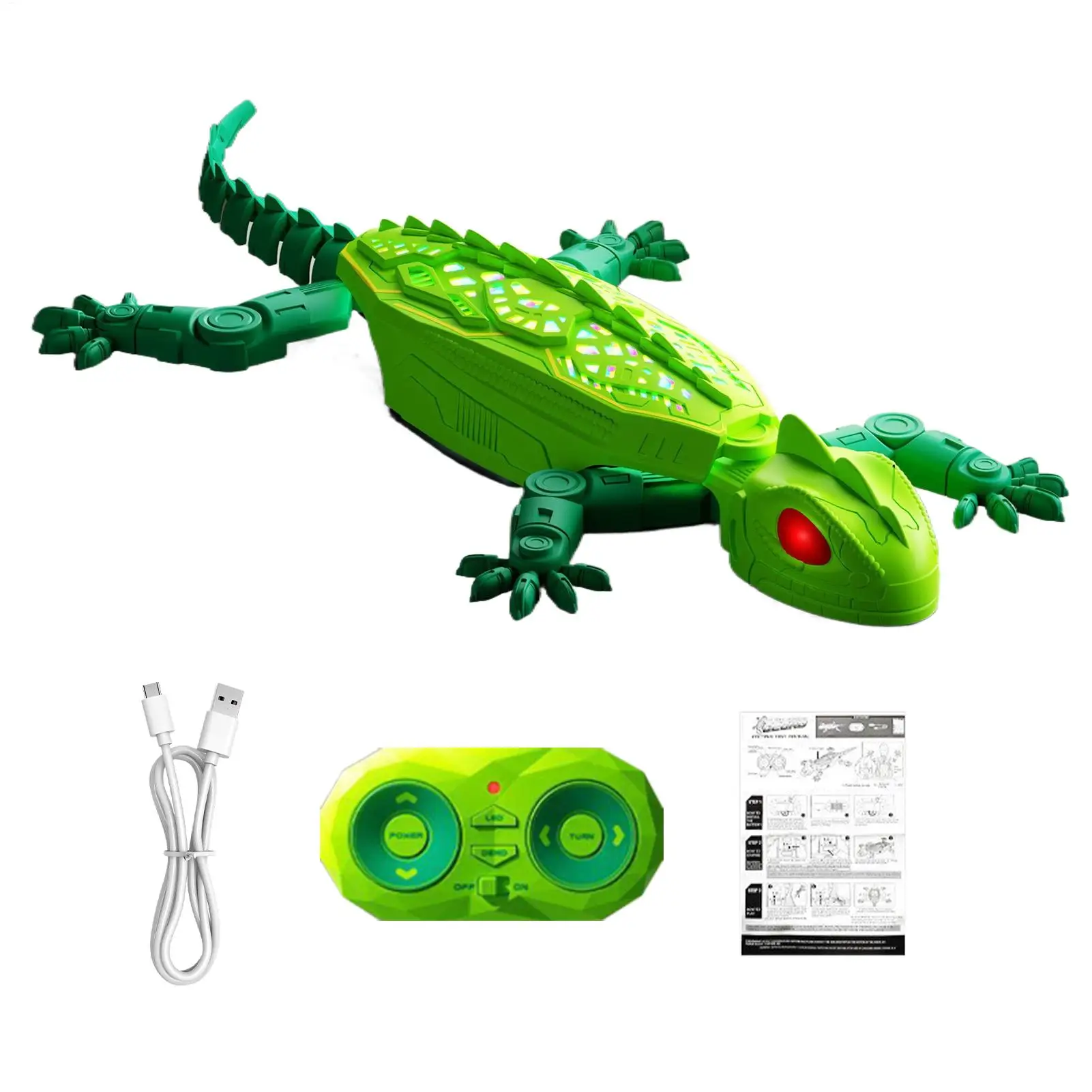 RC Electric Gecko Toy Features Colorful Lights Wall,Rechargeable,Climbing Capability 360 Degree Rotation Creative Gift for Kids