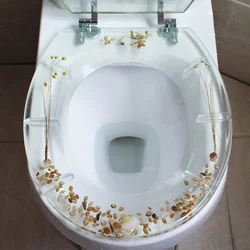 Resin Decorative Toilet Seat with Lid Chrome Hinges Shell Decor New