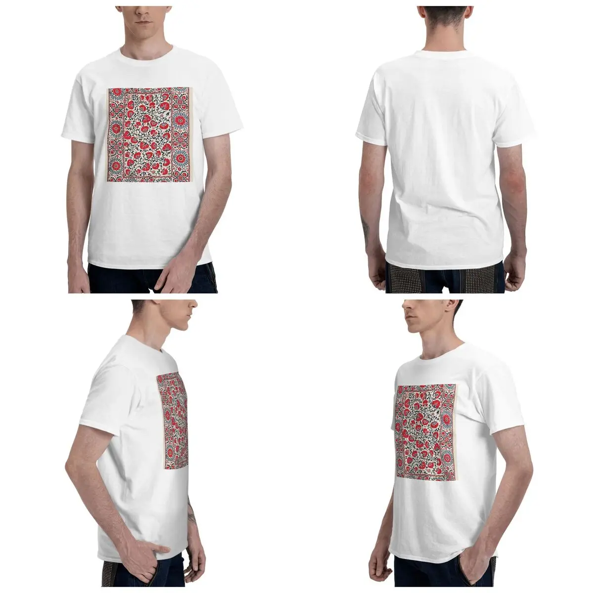 

Shakhrisyabz Suzani Uzbekistan футболка с цветочным принтом и вышивкой, мужская модная футболка большого размера, мужские летние рубашки с круглым вырезом, топы