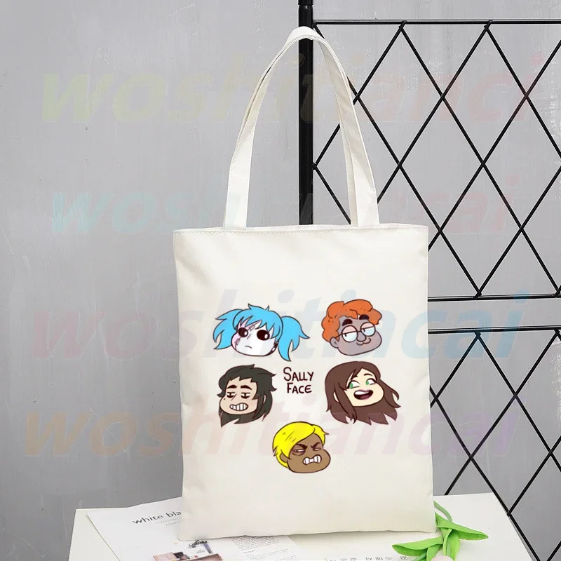 Sally Face Graphic Shopping Bag Eco Canvas Shopper Bolsas De Tela Bag Shoping Sacolas wielokrotnego użytku