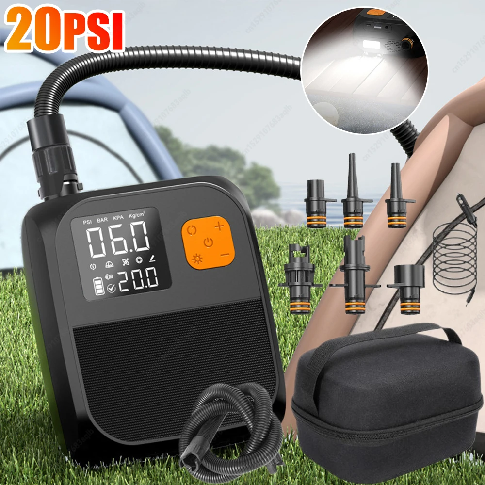 

Boat Kayak Accessories 20PSI High Pressure Portable Air Compressor Inflation Paddle Board Pump for Paddleboard Tent Mattress