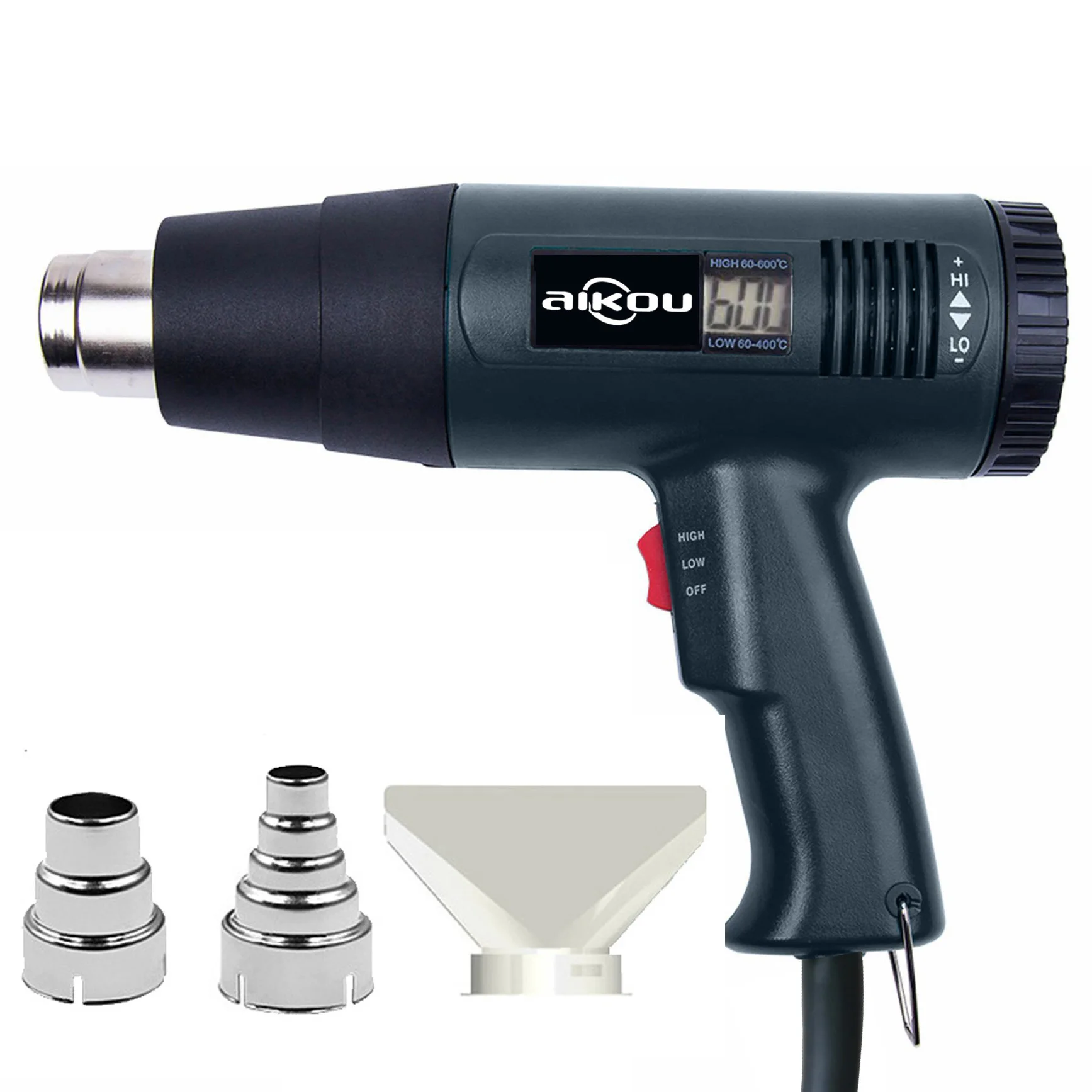 Elétrica Industrial Grade Heat Hot Air Gun, Stepless Ajustável Cabelo Secador, Ferramenta Film Car, Plug UE, Display Digital, 2000W, 220V