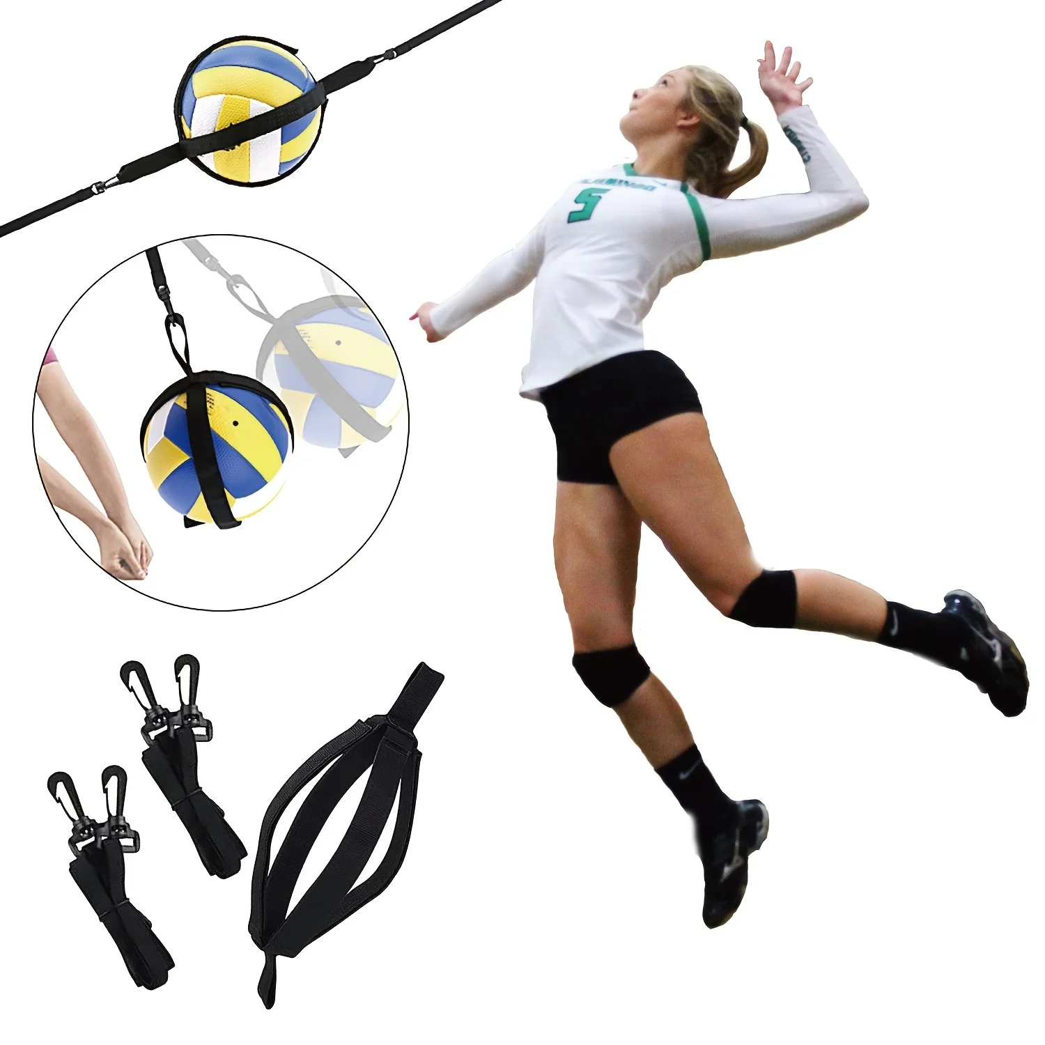 Volleyball auxiliary training with bouncing spike practice with hanging basketball and spinning ball training rope practice