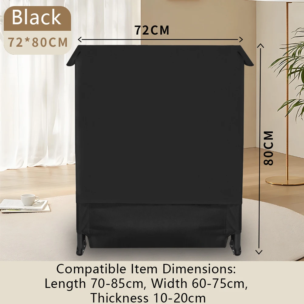 Elastic Folding Bed Storage Bag with Drawstring Dustproof Moisture Resistant for Indoor Outdoor Use Black Grey