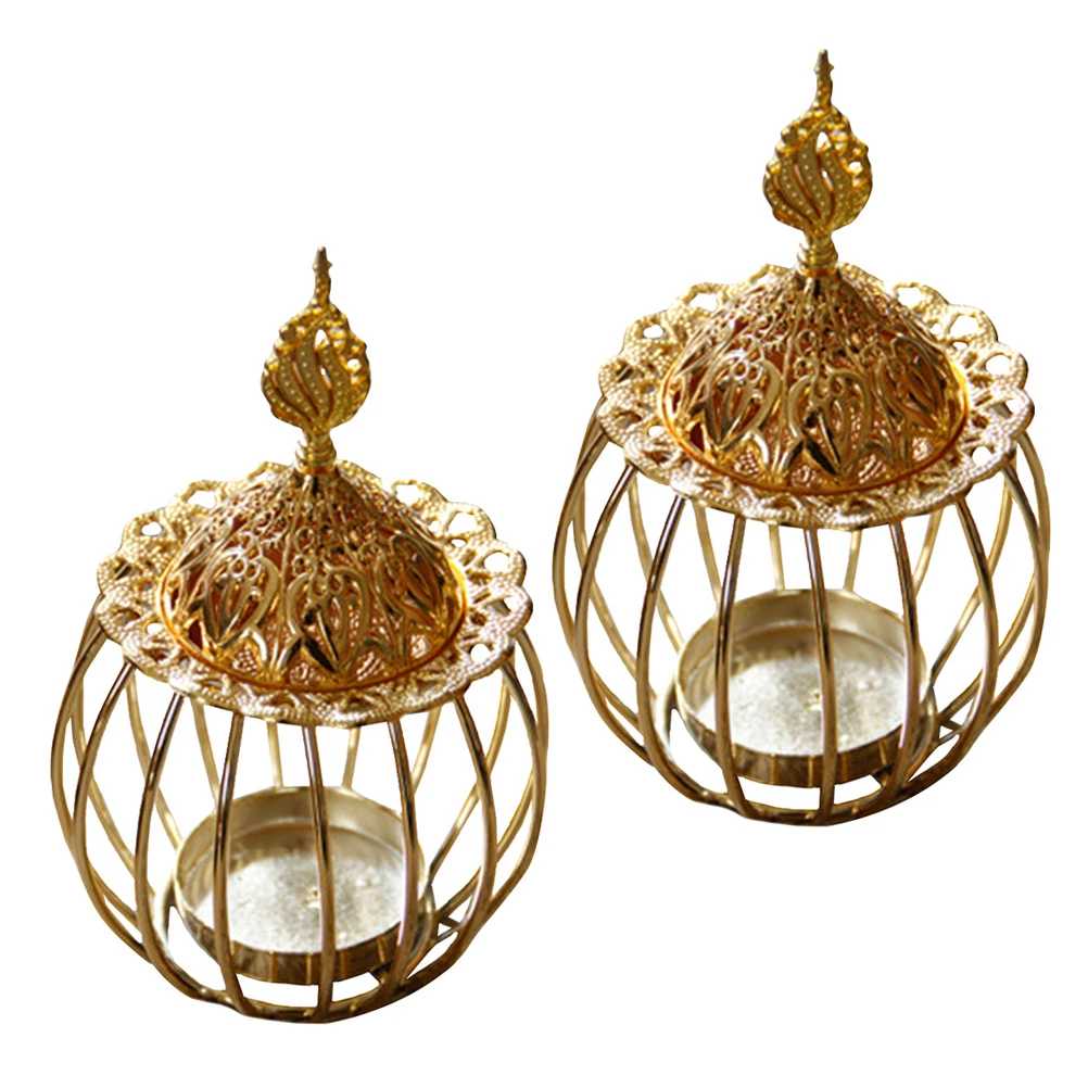 

2 Pcs Metallic Gold Incense Burner Tabletop Decorative Supply Essential Oil Lamp Stand Deluxe Golden Censer