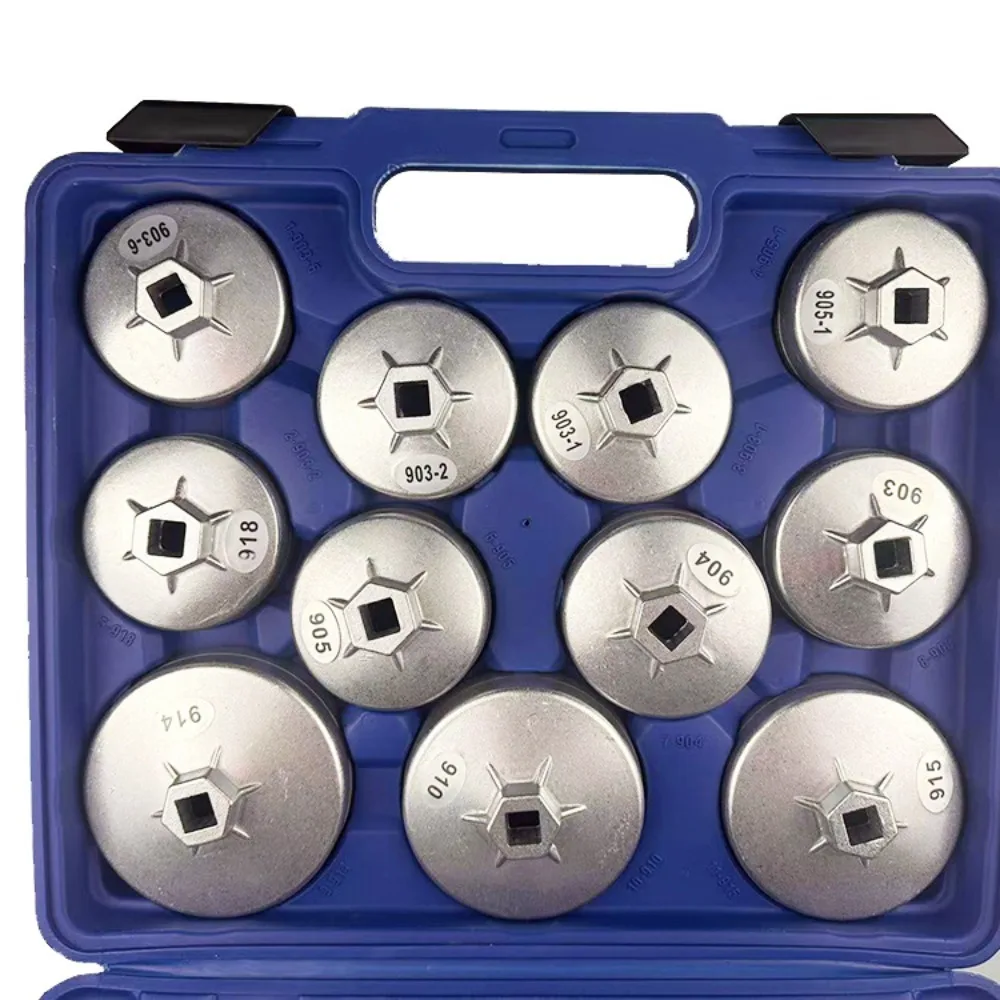 23Pcs Cup‑Type Oil Filter Wrench Set, Cap‑Style Socket Wrench Kit for Oil Filter Removal Disassembly