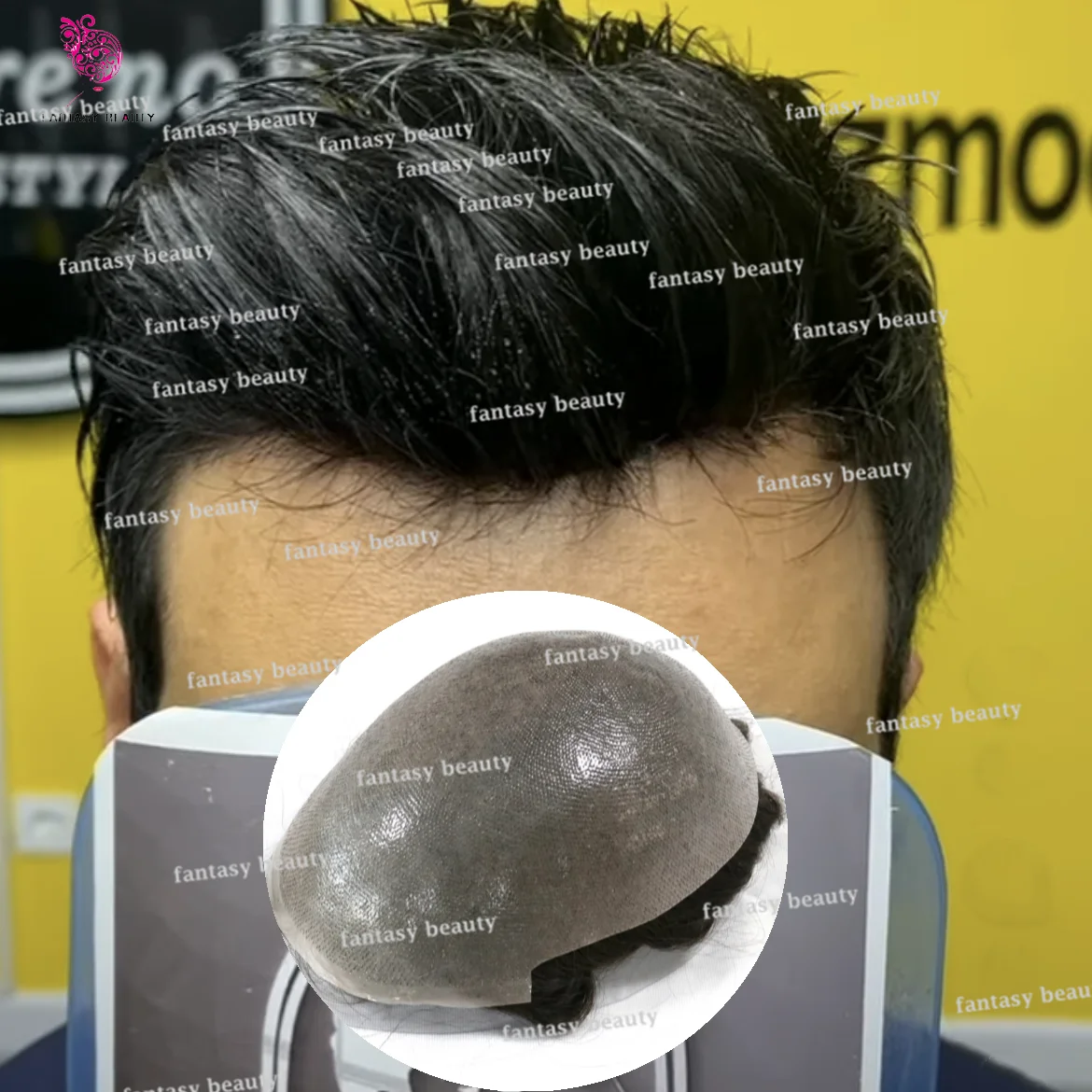 Natural Hairline Natural Hair Unit Super Durable Wig Black 0.06mm Hair piece Full PU Capillary prosthesis for Men Hair System