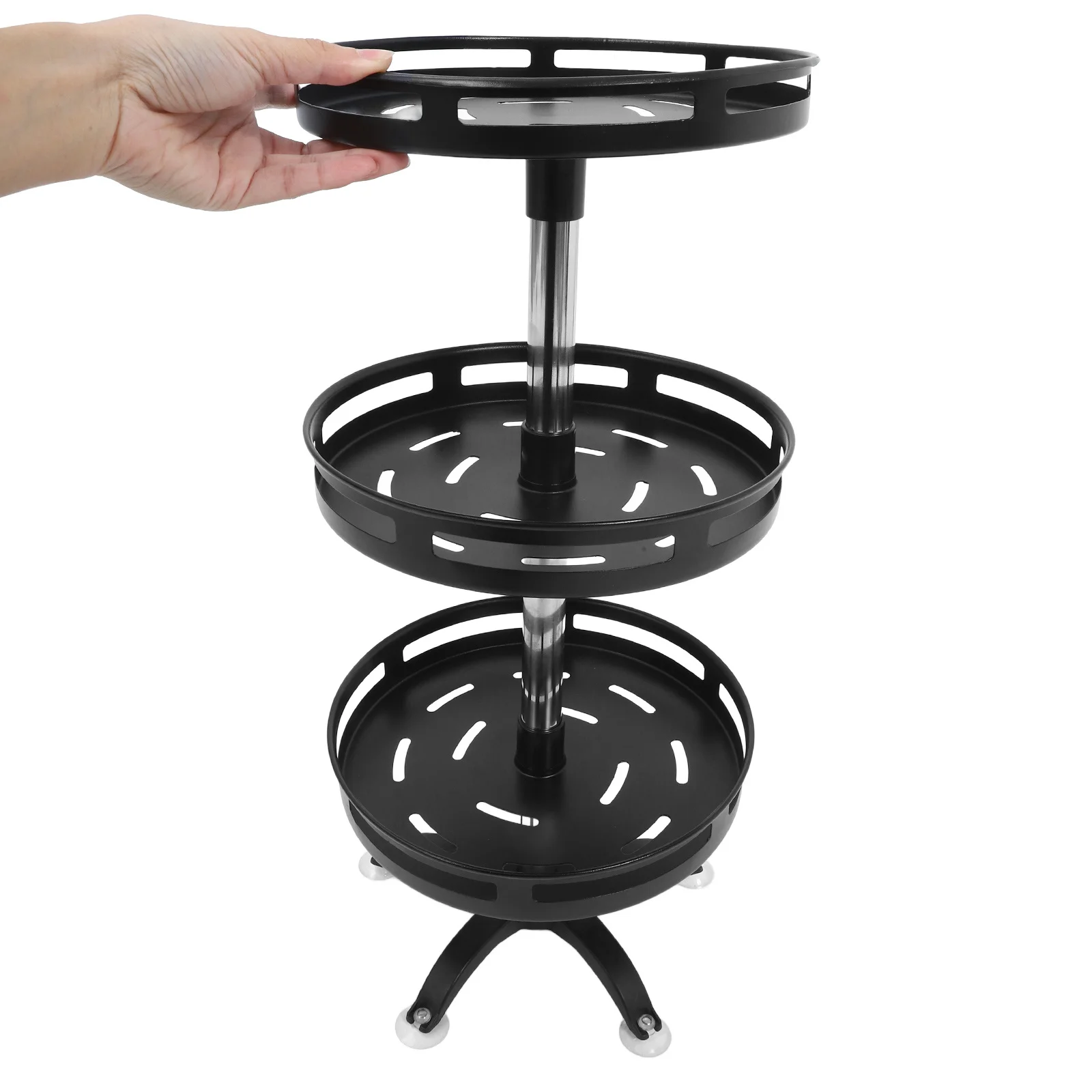 1 مجموعة الدورية رف توابل ثلاث طبقات الدوار المنظم للمطبخ التوابل حامل تخزين الحاويات السلس الدورية صينية