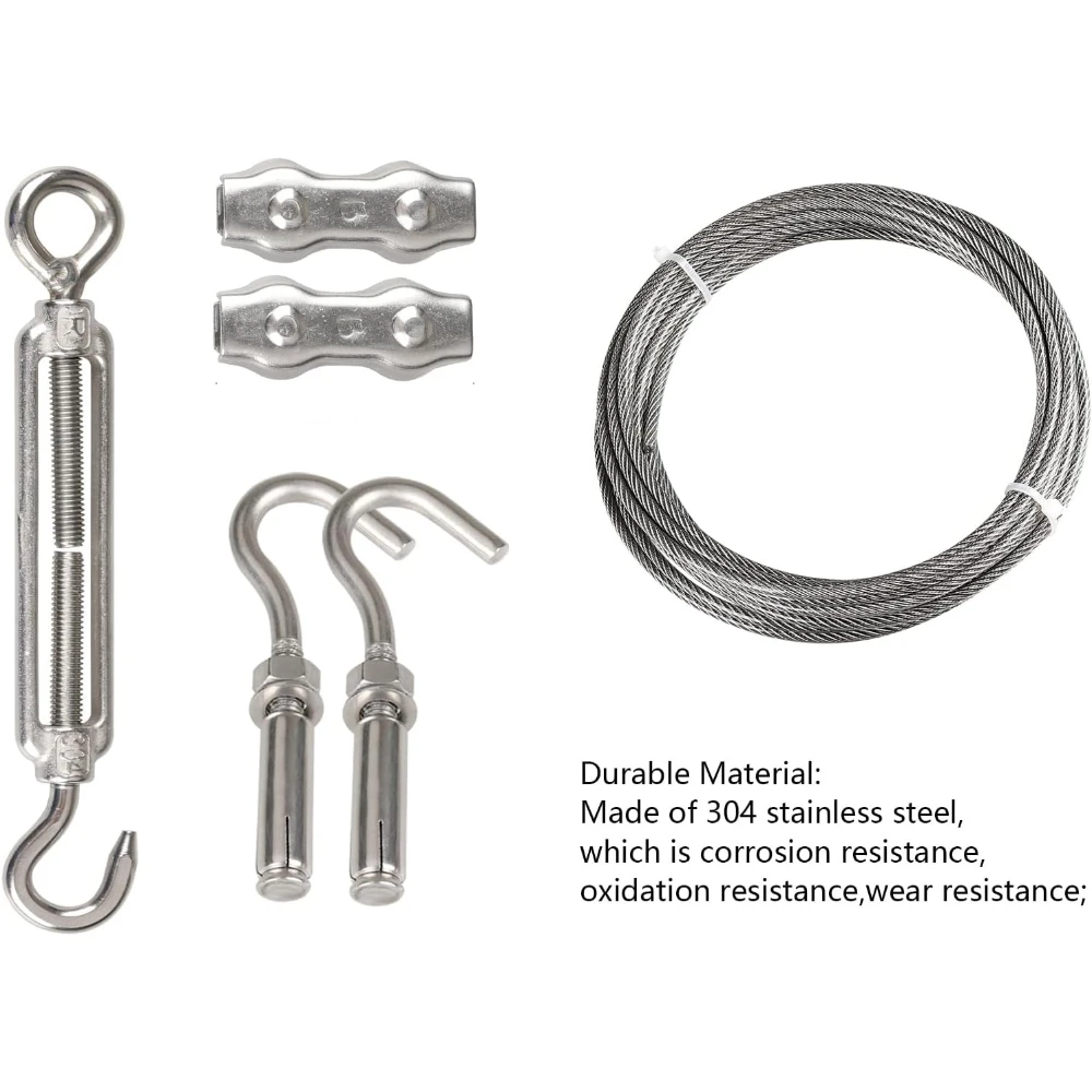 Portable Windproof Clothes Rope Line with Stainless Steel Cable Tightener System Multipurpose Heavy Duty Outdoor/Indoor Drying