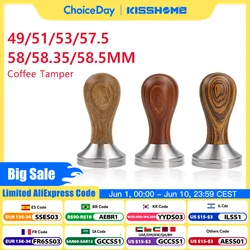 Coffee Tamper 41mm 49mm 51mm 53mm 57.5mm 58.35mm Wooden Handle Stainless Steel Delonghi Breville Barista Espresso Accessories
